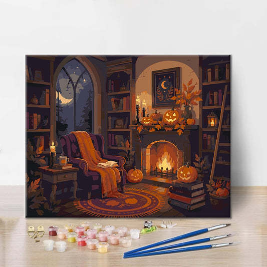 Bibliothèque cosy d’Halloween – Peinture par numéros