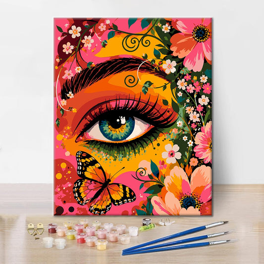 Œil floral et papillon – Peinture par numéros