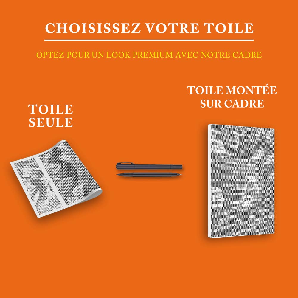 Feuilles et chat - Peinture à Points