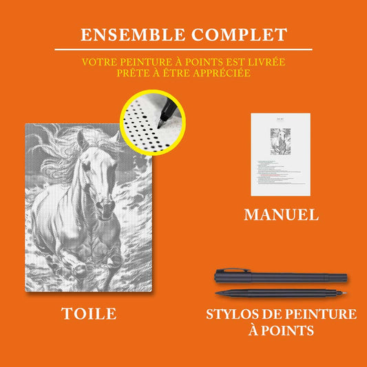 Cheval majestueux en train de courir - Peinture à Points