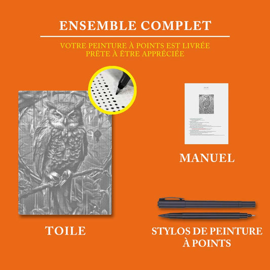 Un hibou - Peinture à Points