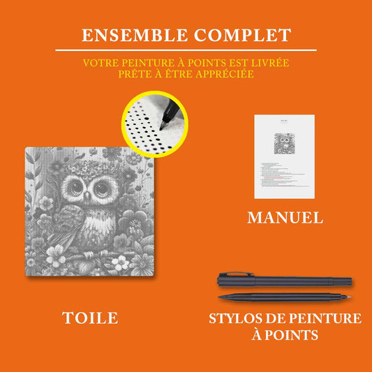 Bébé hibou tout doux et mignon - Peinture à Points