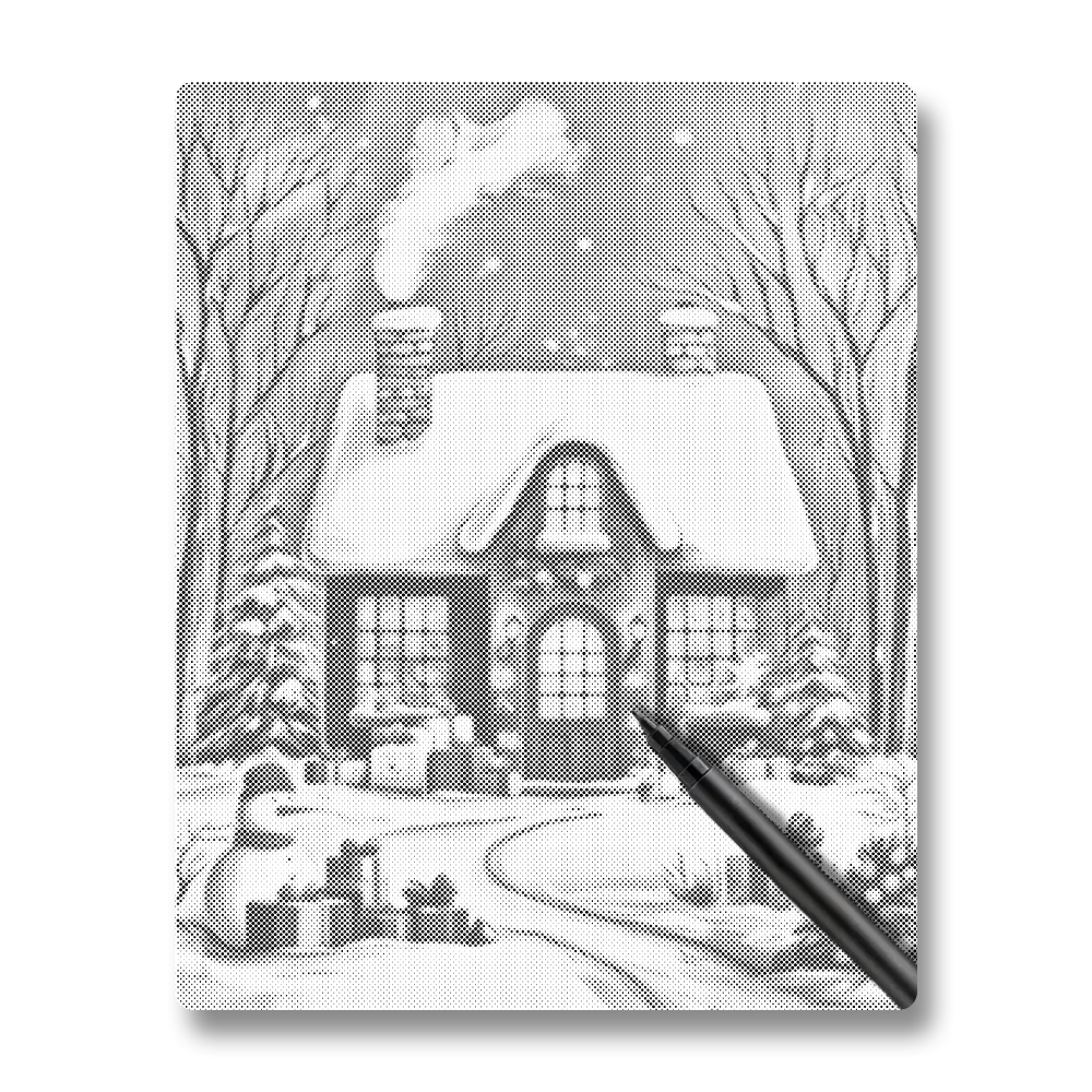 La maison de Noël - Peinture à Points