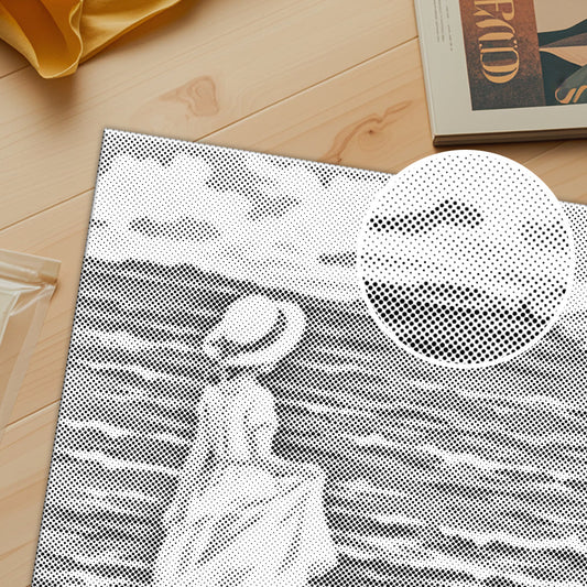 Fille sur la plage - Peinture à points
