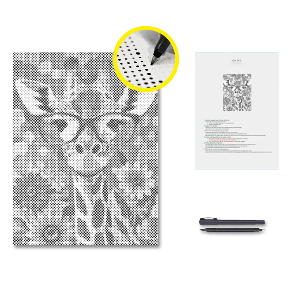 Girafe hipster - Peinture à points