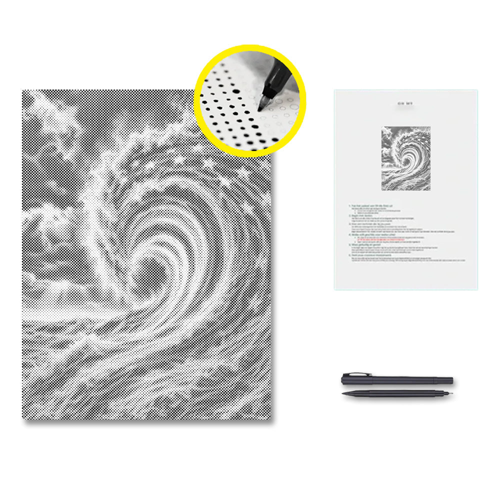 Vague océanique et drapeau - Peinture à points