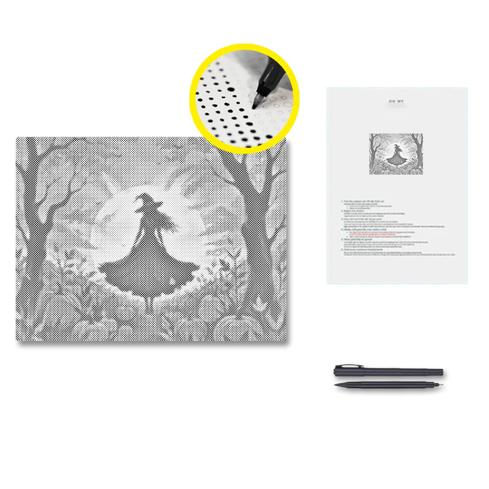 Silhouette de sorcière – Peinture à points