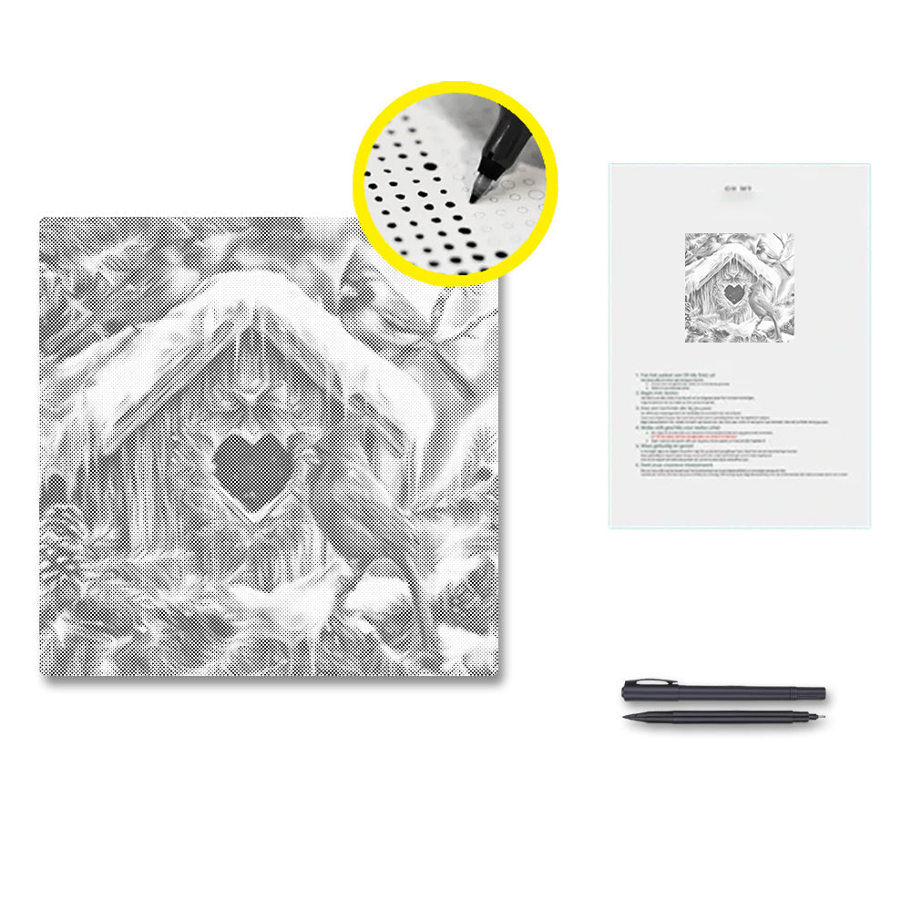 Charmante scène d'hiver – Peinture à points