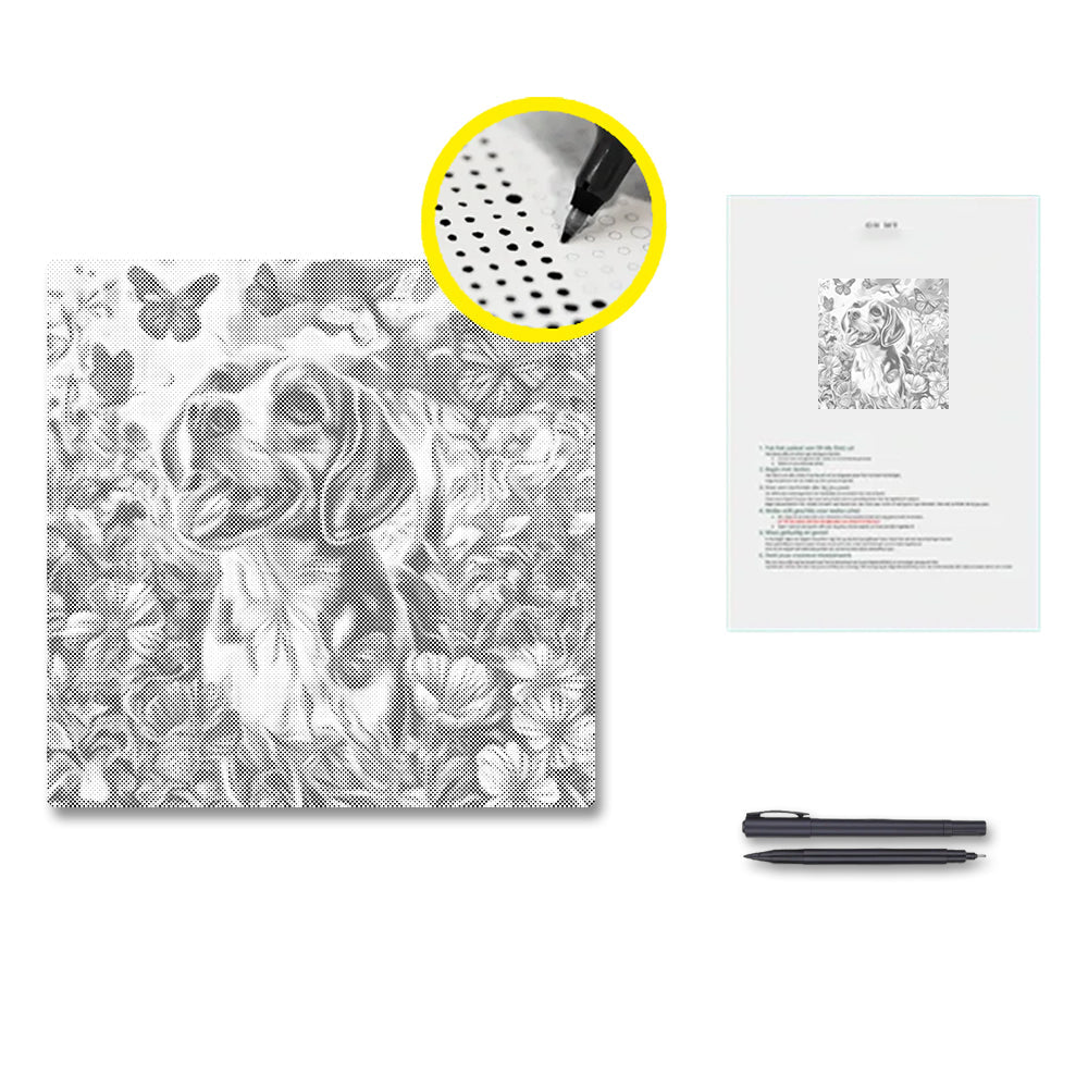 Chien de campagne heureux – Peinture à points