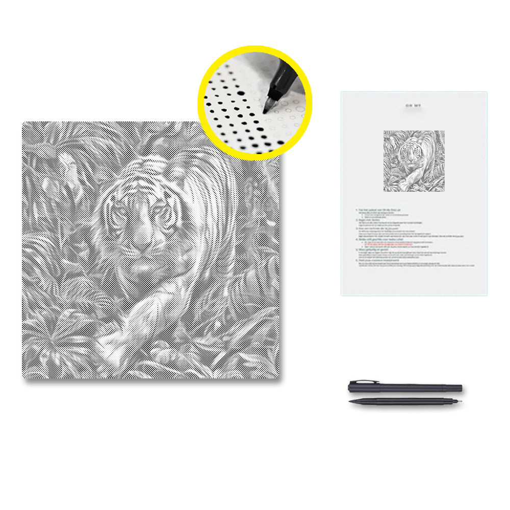 Tigre blanc dans la forêt – Peinture à points
