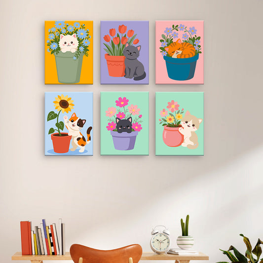 Chats avec des fleurs