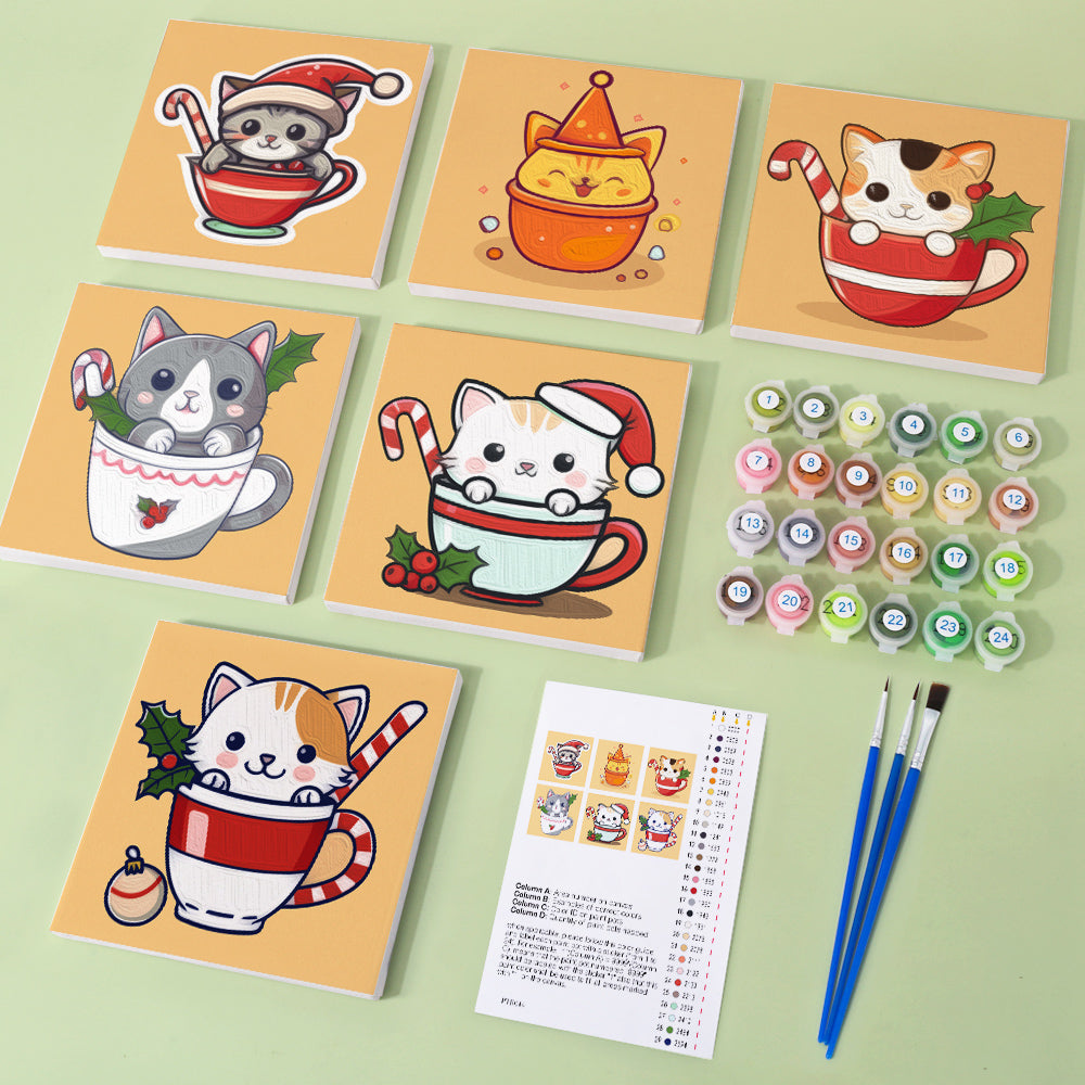 Chaton en tasse de thé – Peinture par numéros