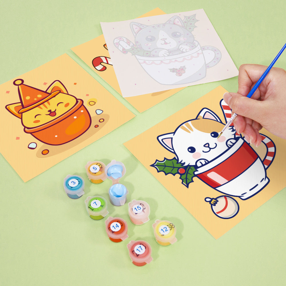 Chaton en tasse de thé – Peinture par numéros