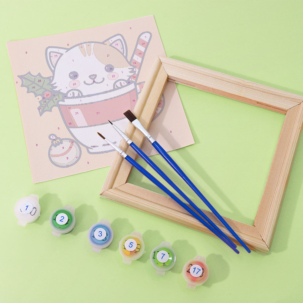 Chaton en tasse de thé – Peinture par numéros