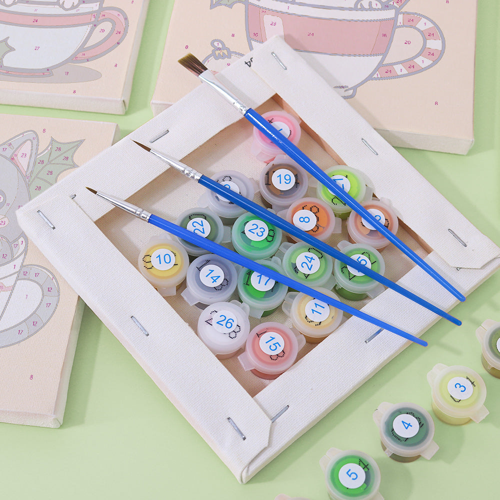Chaton en tasse de thé – Peinture par numéros