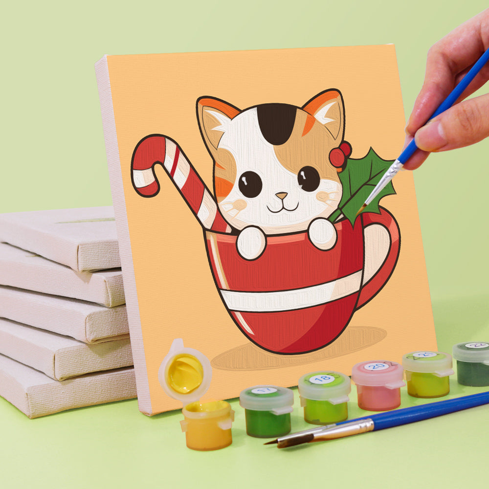 Chaton en tasse de thé – Peinture par numéros