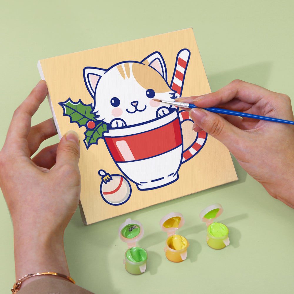 Chaton en tasse de thé – Peinture par numéros