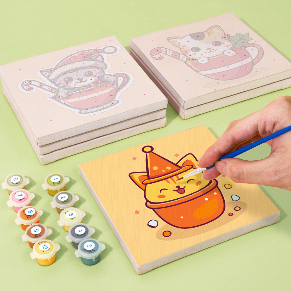 Chaton en tasse de thé – Peinture par numéros