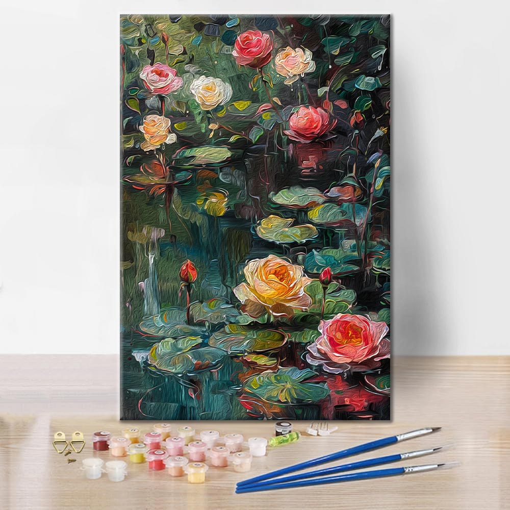Roses et nénuphars – Peinture par numéros