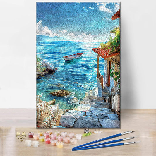 Cabane en bord de mer – Peinture par numéros