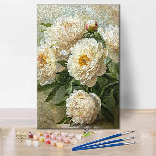 Pivoines blanches – Peinture par numéros