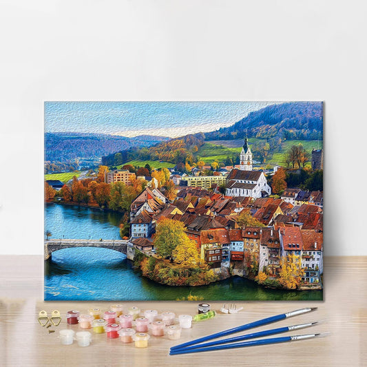 Colorcraft Swiss River Village – Peinture par numéros