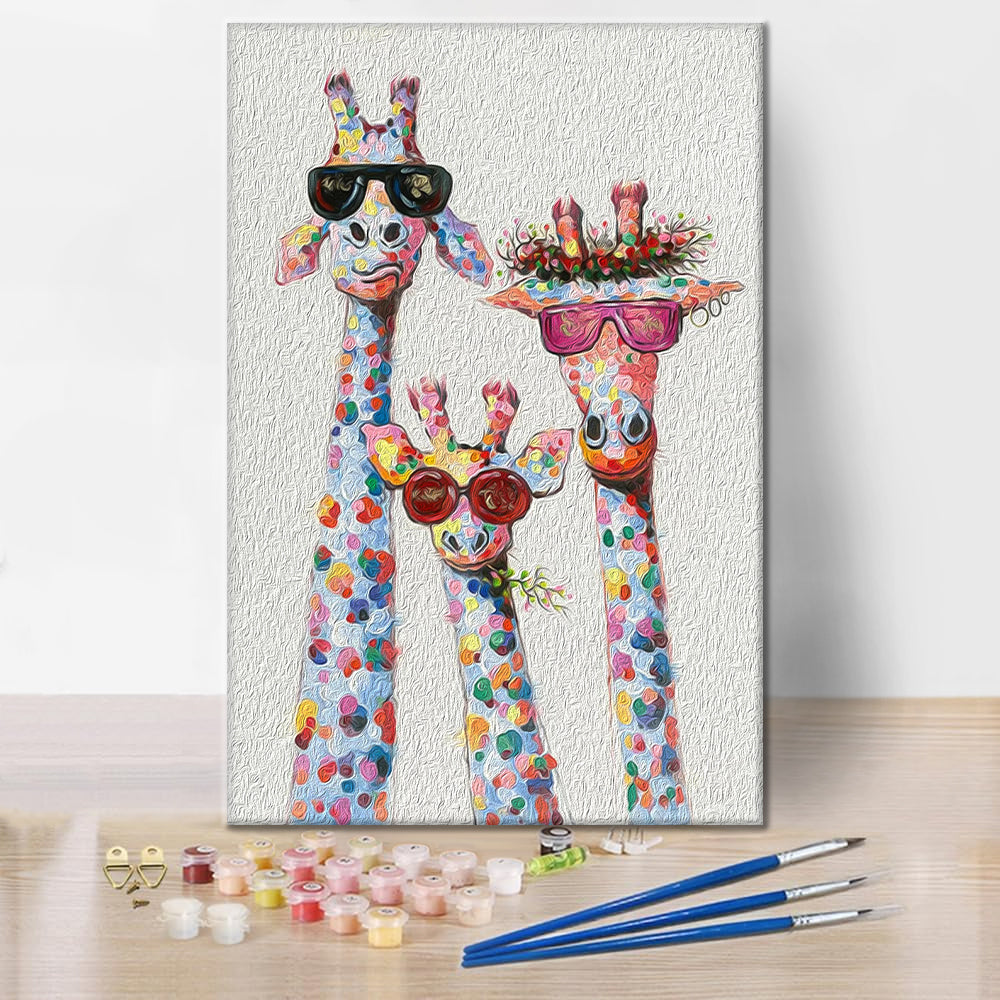 Famille de girafes abstraite et colorée – Peinture par numéros