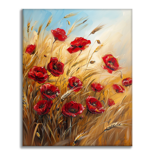 Champ de blé et fleurs – Peinture par numéros
