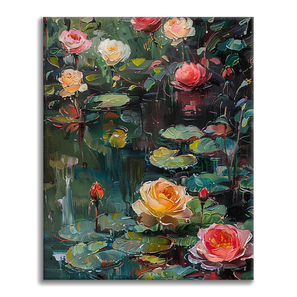 Roses et nénuphars – Peinture par numéros