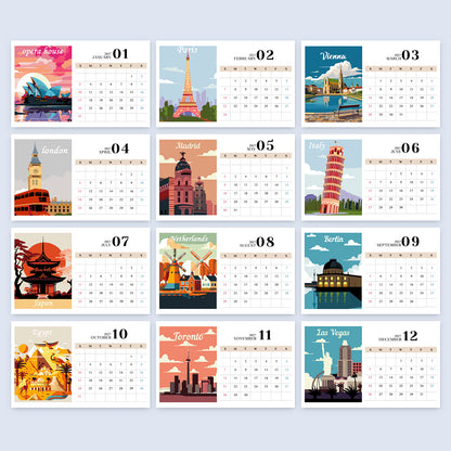 Édition Monuments Célèbres – Calendrier de Bureau 2027 à Peindre par Numéros
