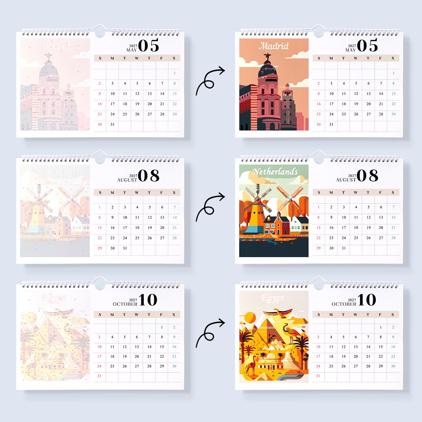 Édition Monuments Célèbres – Calendrier de Bureau 2027 à Peindre par Numéros