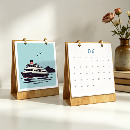 Édition Voyage Vintage – Calendrier de Bureau 2027 à Peindre par Numéros