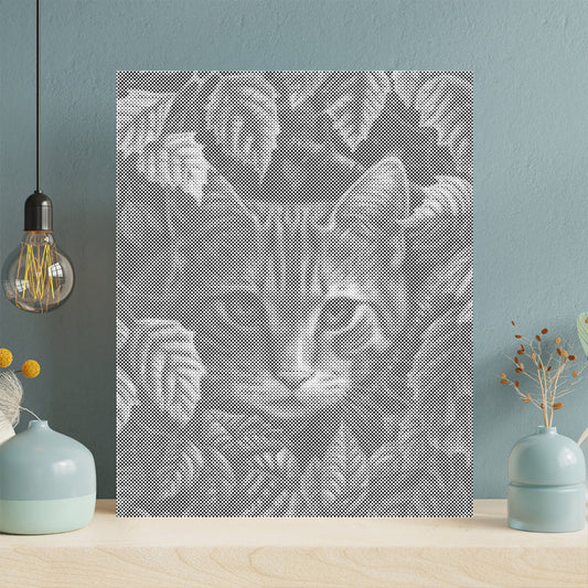 Feuilles et chat - Peinture à points