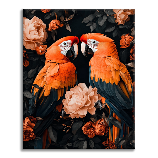 Couple de Perroquets - Peinture par Numéros
