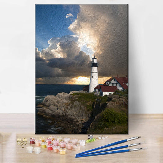 Phare solitaire – Peinture par numéros