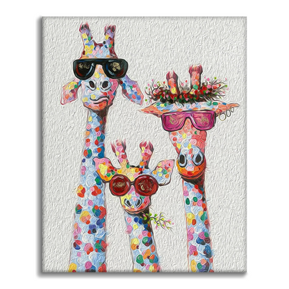 Famille de girafes abstraite et colorée – Peinture par numéros