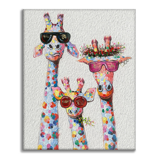 Famille de girafes abstraite et colorée – Peinture par numéros