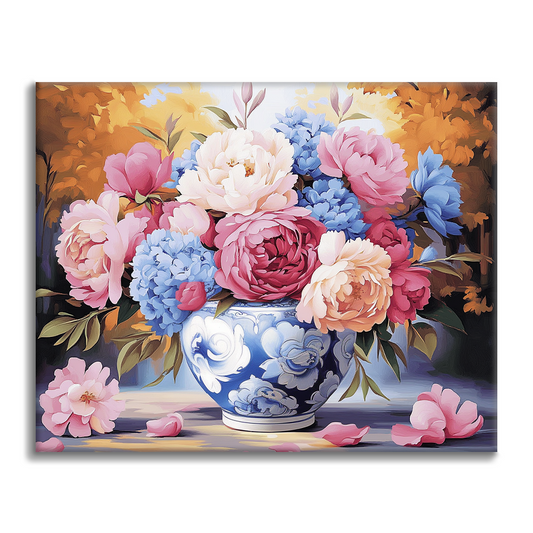 Vase pivoine – Peinture par numéros