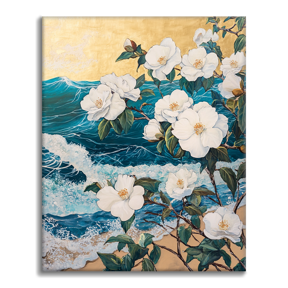 Camélia au bord de la mer – Peinture par numéros