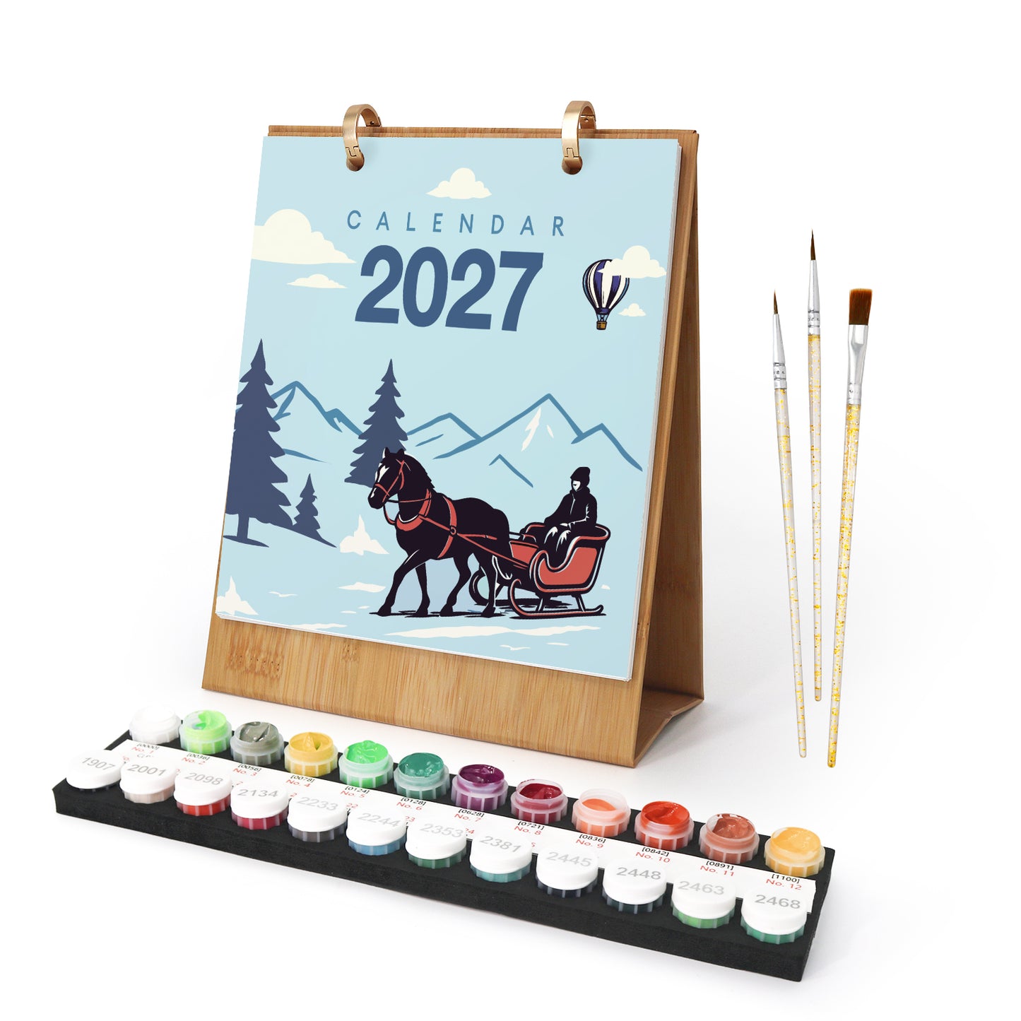 Édition Voyage Vintage – Calendrier de Bureau 2027 à Peindre par Numéros