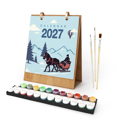 Édition Voyage Vintage – Calendrier de Bureau 2027 à Peindre par Numéros