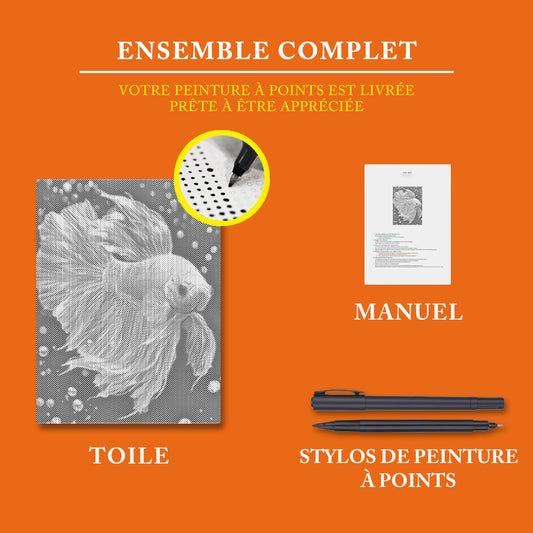 Poisson Betta orné de bijoux - Peinture à Points