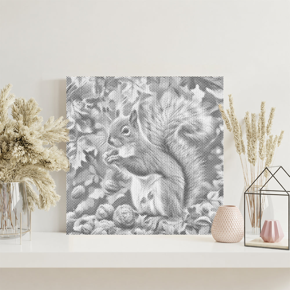 Écureuil dans les feuilles d'automne - Peinture à points