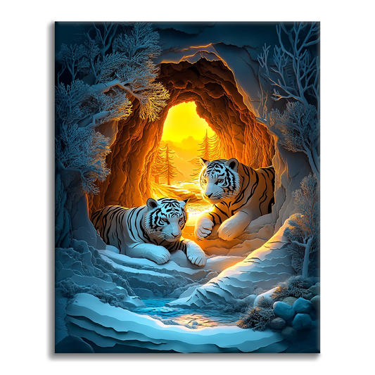 Tigre d'hiver - Peindre par numéros