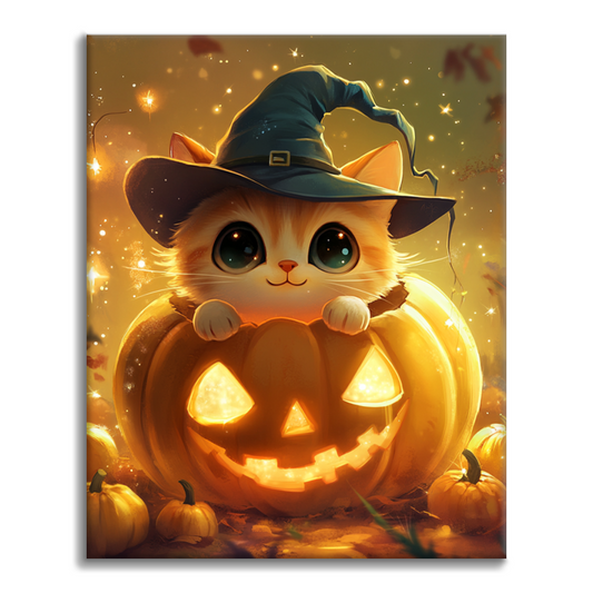 Chaton citrouille – Peinture par numéros