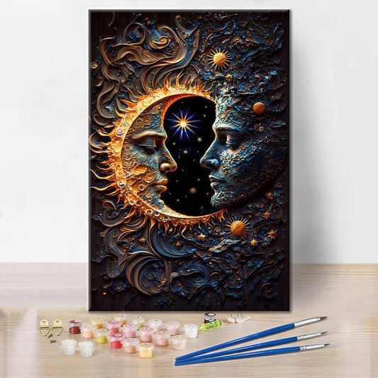 Harmonie Céleste Soleil et Lune Solaire - Peinture par Numéros