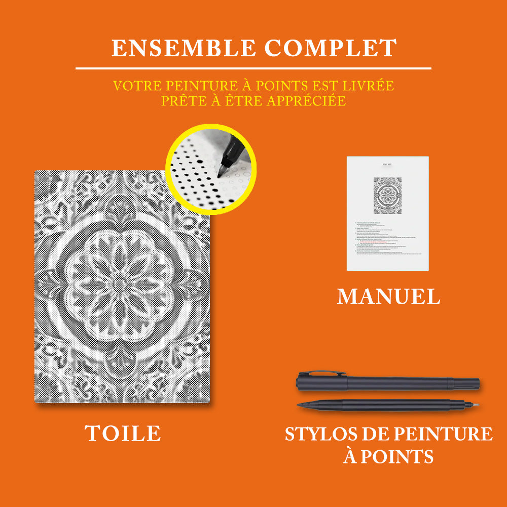 Mandala vert doré - Peinture à Points