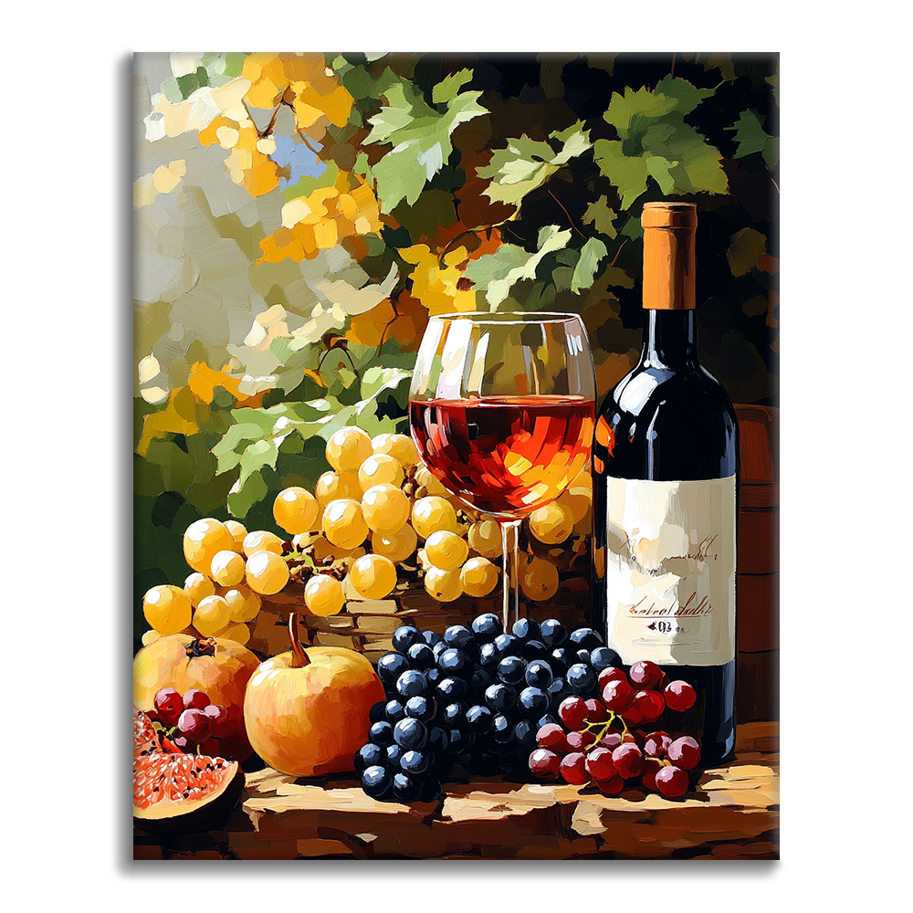 Vin et fruits dans le vignoble - Peinture par numéros