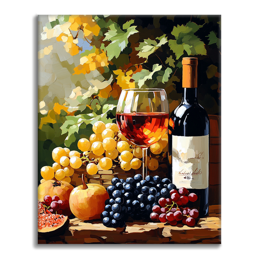 Vin et fruits dans le vignoble - Peinture par numéros