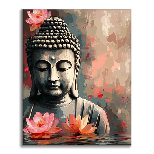 Bouddha avec fleur - Peinture par numéros